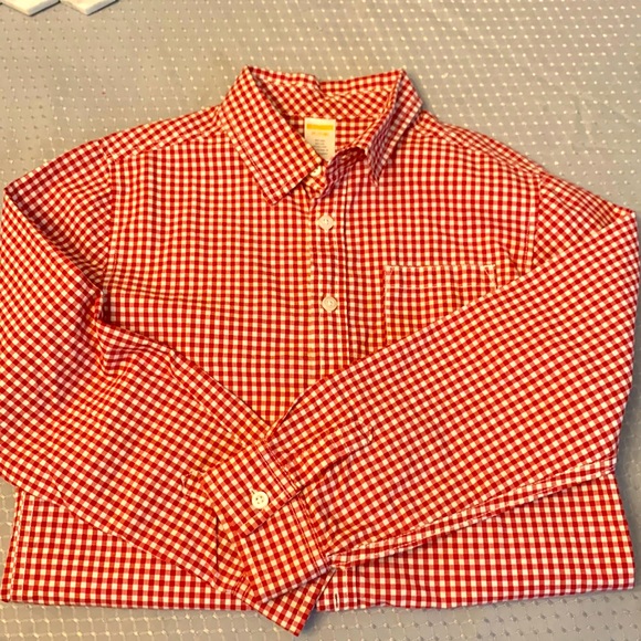 EUC Boys Gymboree Red Gingham Oxford Button Down Size 7/8 - Picture 1 of 5